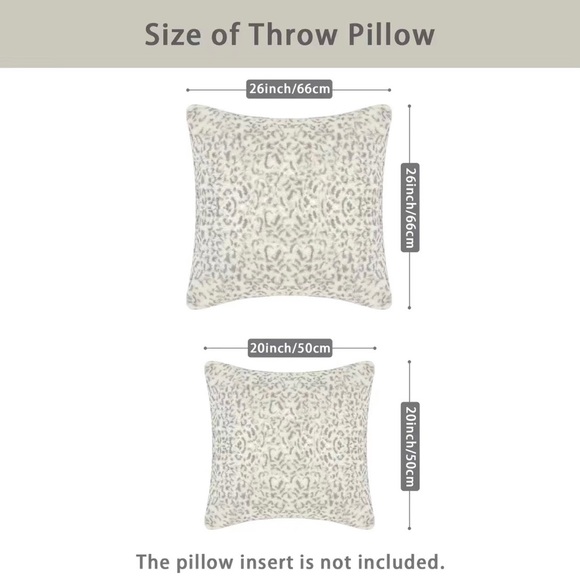 Faux Fur White Leopard Print Pillow Case 18” x 18” - Picture 3 of 7